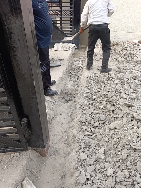 Civil work trench for the flood barrier floor plate at Airtel Jalandhar